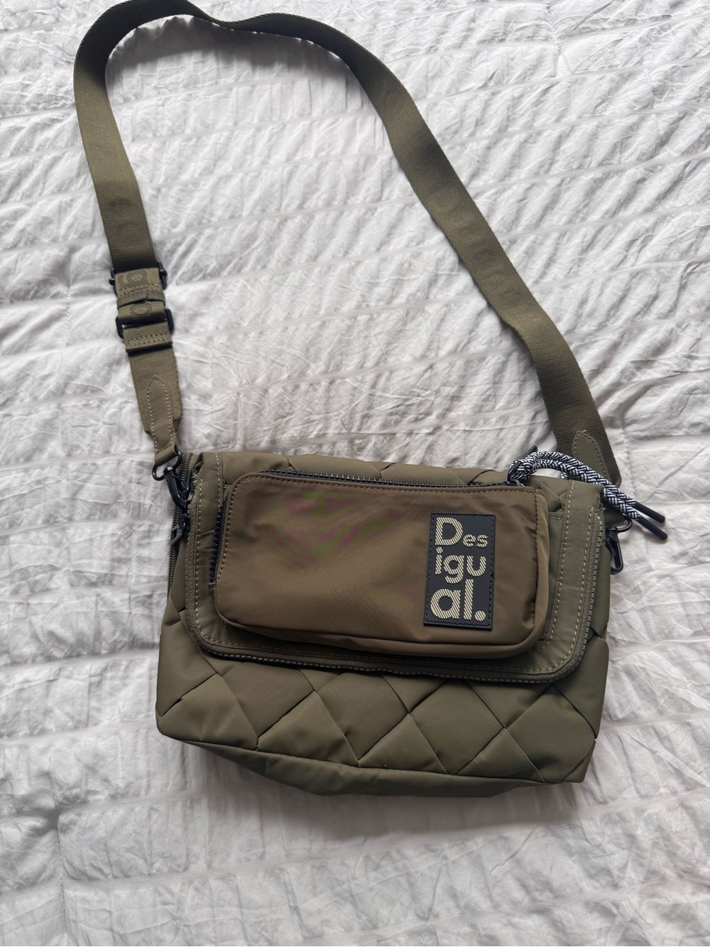 Desigual Olive Quilted Messenger Crossbody Bag